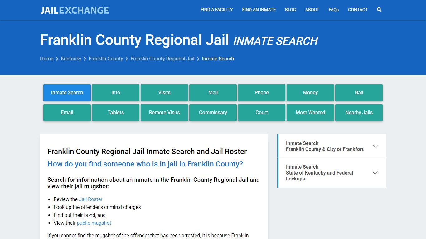 Inmate Search: Roster & Mugshots - Franklin County Regional Jail, KY